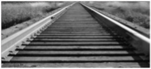 Close up view of train tracks