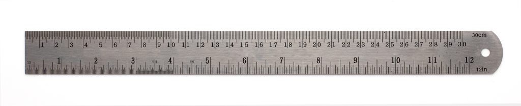 stainless steel ruler white background
