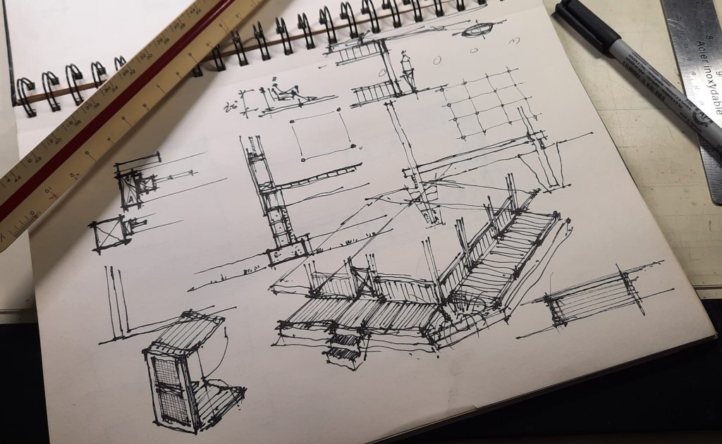Notebook sketch of deck