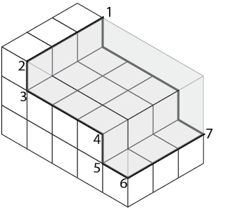 Excess erased to reveal irregular shape