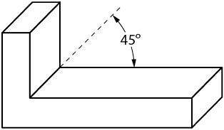 Oblique view of L shaped object