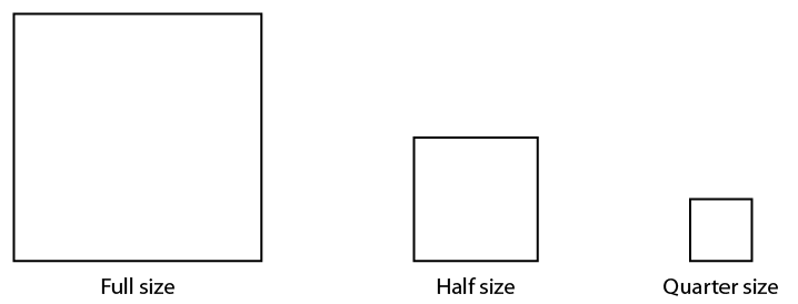 Example of full, half, and quarter size scale