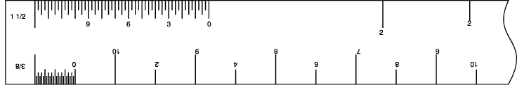 Architect scale showing fine tick marks representing inches at that scale
