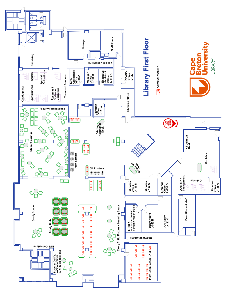 First floor map of CBU Library