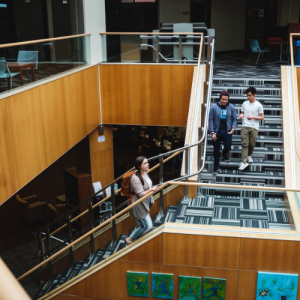 Main staircase at CBU Library