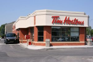 Tim Hortons storefront with drive-thru.